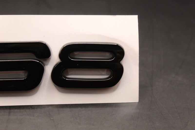 Gloss Black Yellow RS8 Front Grille Stick-On & Rear Boot Badge Set Fit For AUDI
