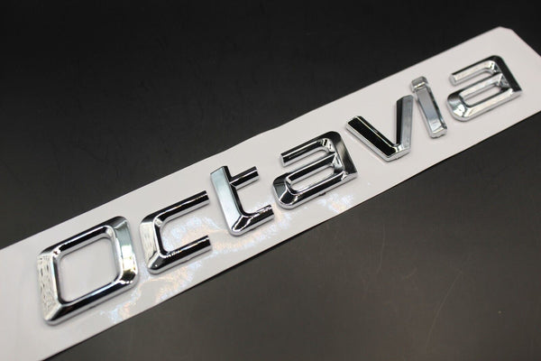 Gloss Black/Chrome Silver Octavia LETTERS For SKODA Badge Rear Boot