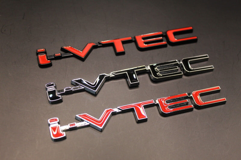 i-vtec i vtec Side Fender Wing Door Boot Badge Emblem Black Chrome Red for Honda