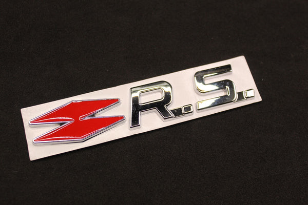 Chrome Silver Red R.S. RS Boot Rear Tailgate Side Fender Wing Badge For Renault