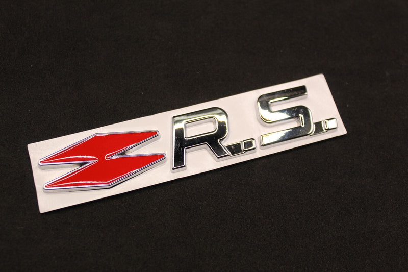 Chrome Silver Red R.S. RS Boot Rear Tailgate Side Fender Wing Badge For Renault