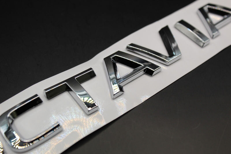 Gloss Black/Chrome Silver OCTAVIA CAPITAL LETTERS For SKODA Badge Rear Boot