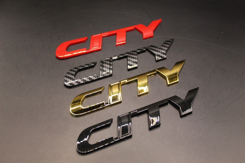 CITY Badge Red Carbon Style Gold Gloss Black Rear Boot Tailgate For Honda