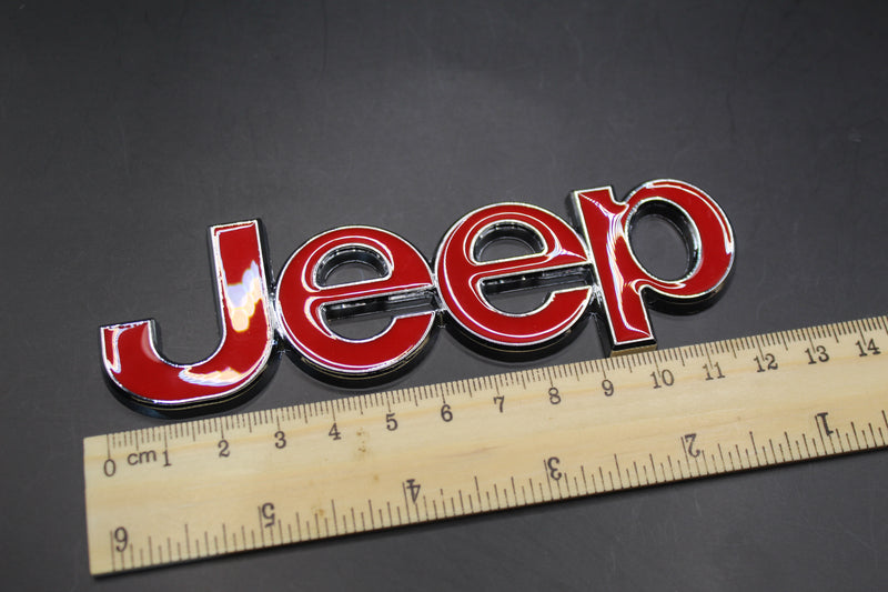 For Jeep RED SILVER Badge Front Rear Bonnet Boot Lettering Cherokee Wrangler