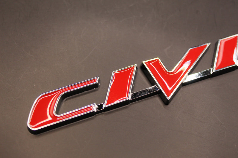 FITS HONDA CIVIC SILVER RED REAR BOOT BADGE EMBLEM LETTERING