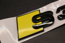 Gloss Black Yellow S3 Front Grille Honeycomb & Rear Boot Badge Set For AUDI