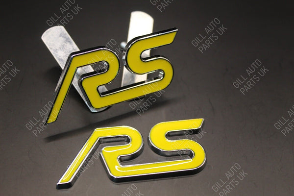 Yellow Grille & Rear Boot Set RS Badge For Ford Focus Fiesta Mondeo Letters