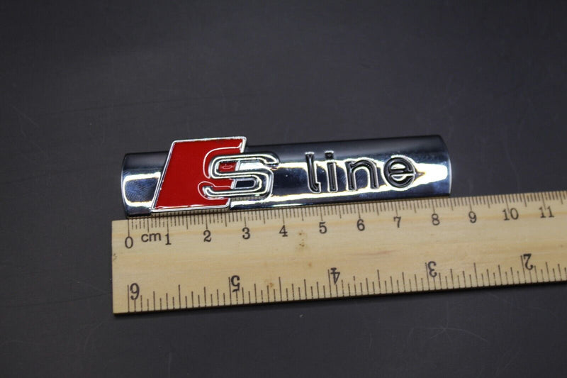 Chrome Silver Red S LINE Front Grille Badge FOR Audi