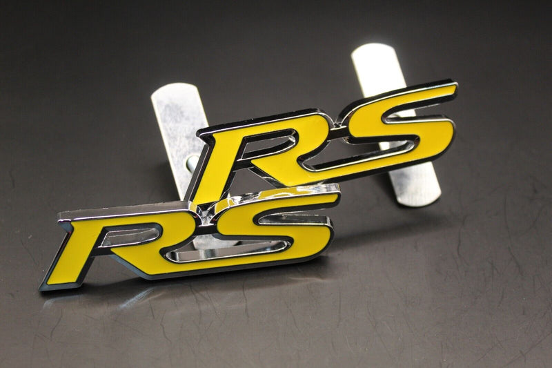 Yellow Chrome Silver RS Front Grille & Rear Boot Badge SET Emblem for HONDA