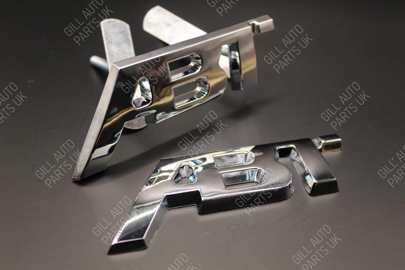 Chrome ABT Big Front Grill And Rear Boot Emblem Badge SET For Audi VW Seat Skoda