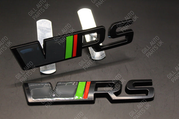 BLACK Green/Red VRS 3D Front Grille And Rear Boot Badge Kit For Skoda