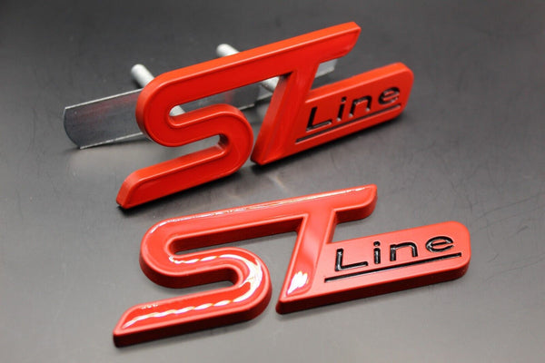 Front Grille & Rear Boot ST Line Badge Set For Ford Letters Emblem ALL RED