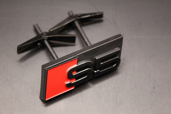 Gloss Black Red S5 Honeycomb Front Grille Badge Clip Bracket Fit For Audi S5