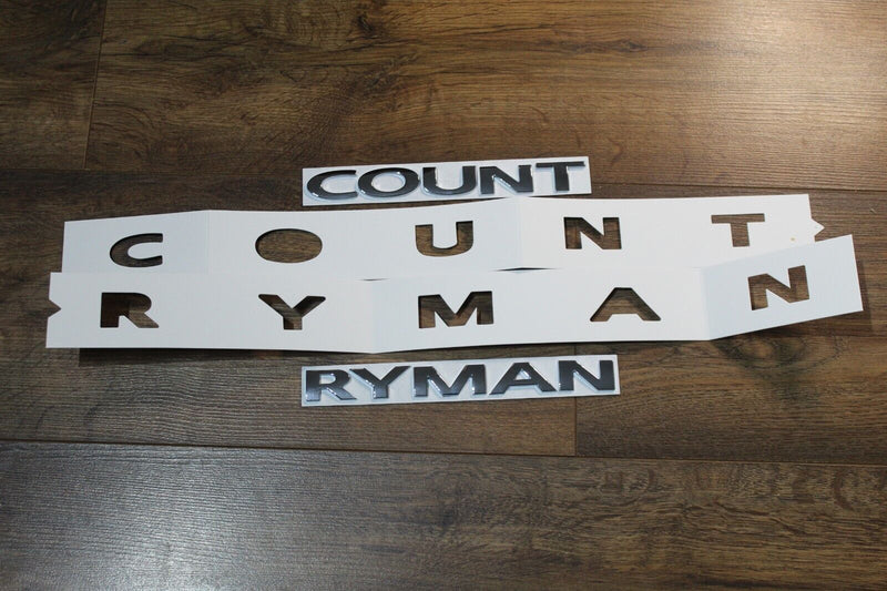 METAL GLOSS SILVER COUNTRYMAN Badge/Lettering FITS MINI With Fitting Template