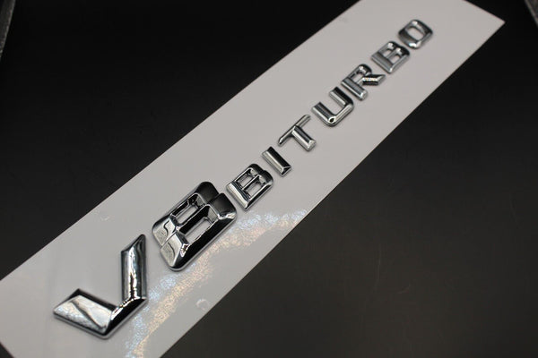 New Style Chrome Silver V8Biturbo V8 BITURBO Letters/Badge Fender  For Mercedes