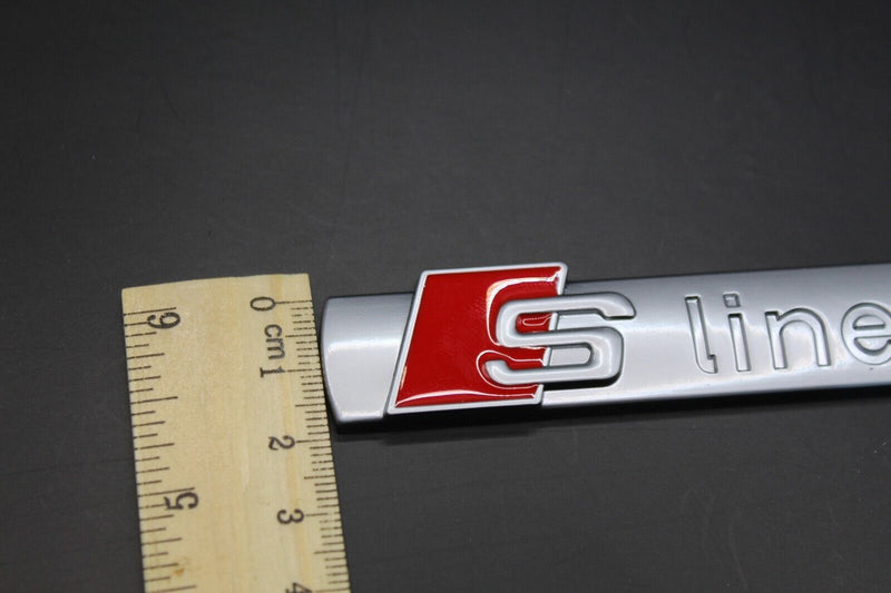 Matte Silver Red S LINE Front Grille Badge FOR Audi