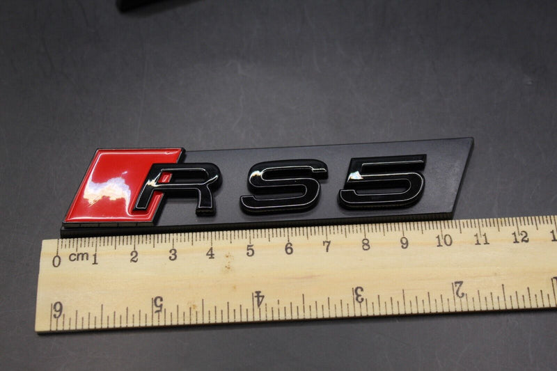 Gloss Black Red RS5 Honeycomb Front Grille Badge Clip Bracket Fit For Audi