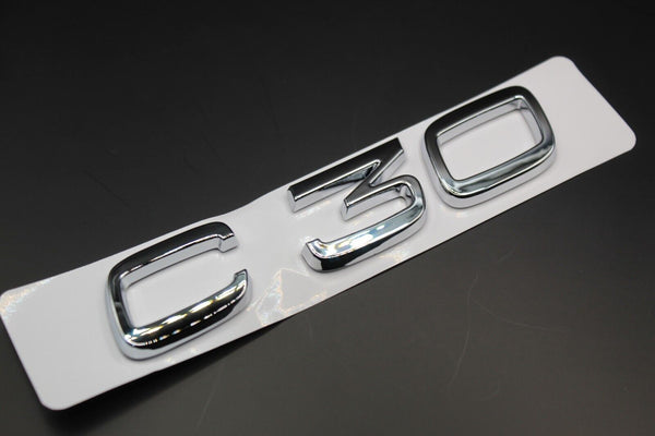 Gloss Chrome Silver C30 C 30 ABS Car Lettering/Badge Rear Trunk Boot FOR Volvo