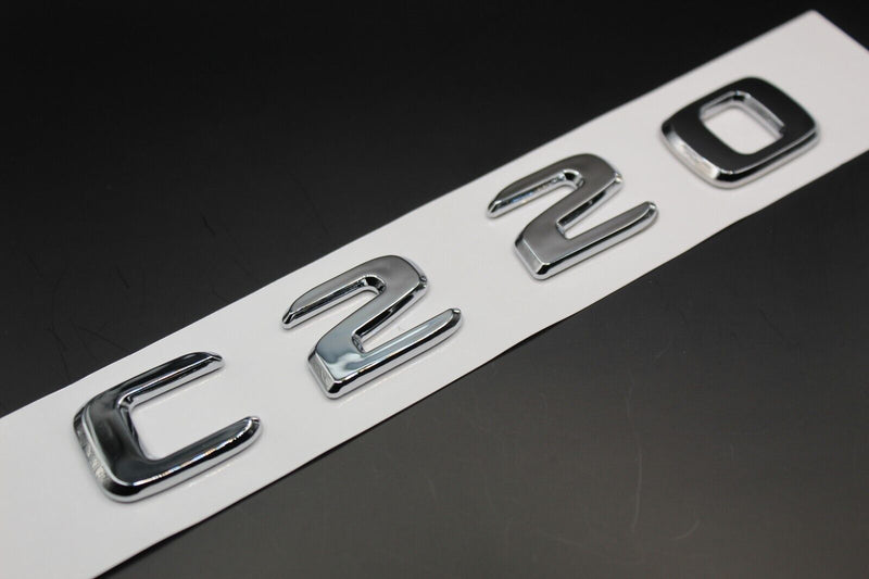 Gloss Silver Chrome C220 C 220 Car Letter Badge Rear Boot Emblem For Mercedes