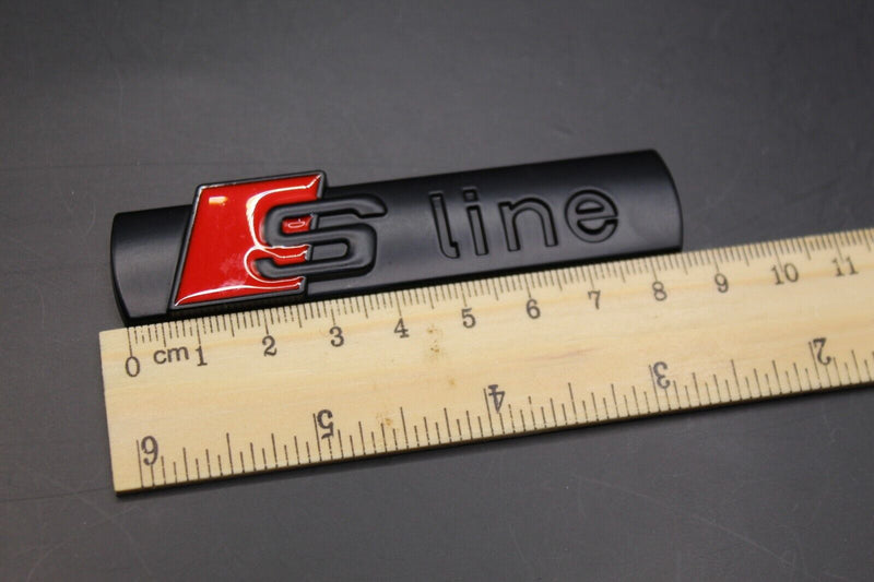 Matte Black Red S LINE Front Grille Badge FOR Audi