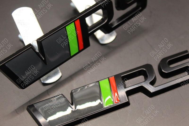 BLACK Green/Red VRS 3D Front Grille And Rear Boot Badge Kit For Skoda