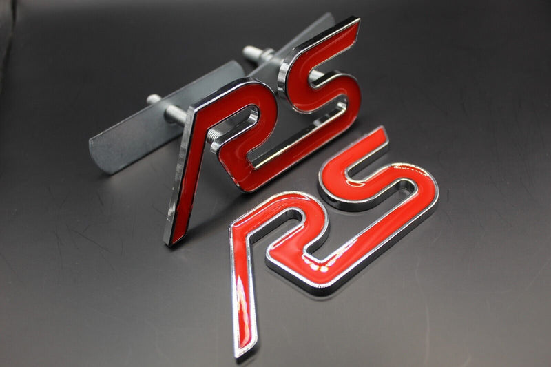 Red Silver Grille & Rear Boot Set RS Badge For Ford Focus Fiesta Mondeo Letters