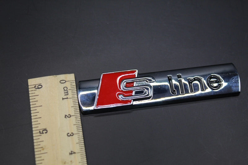 Chrome Silver Red S LINE Front Grille Badge FOR Audi