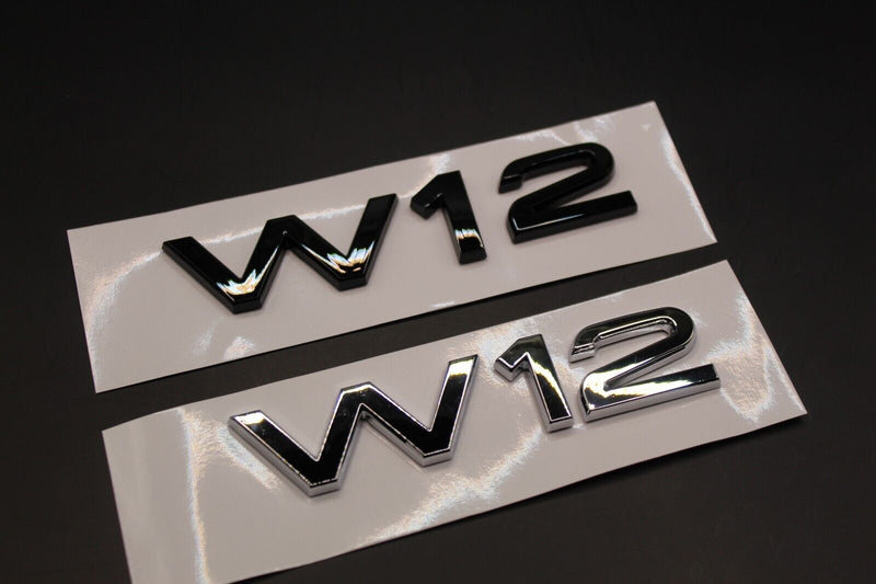 Gloss Black Chrome Silver W12 Side Fender Wing Letters Badge Rear Boot FOR Audi