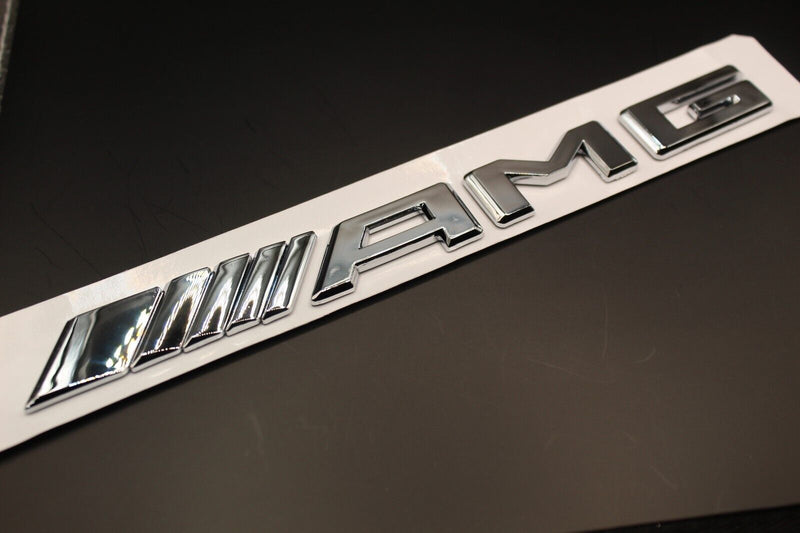 Gloss Silver Chrome AMG A M G Car Letter Badge Rear Boot Emblem For Mercedes