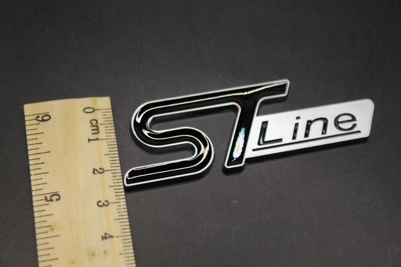 Small Black/Chrome Silver ST Line Boot Rear Trunk Tailgate badge For Ford