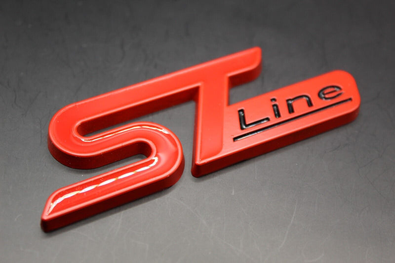 Front Grille & Rear Boot ST Line Badge Set For Ford Letters Emblem ALL RED