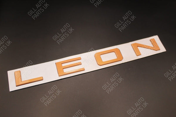 Bronze Orange LEON L E O N Metal Rear BADGE LETTERS FITS Seat WITH TEMPLATE