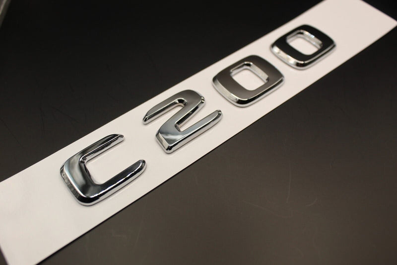 Gloss Silver Chrome C200 C 200 Car Letter Badge Rear Boot Emblem For Mercedes