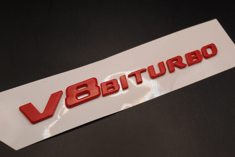 Flat Style Red V8Biturbo V8 BITURBO Letters/Badge Fender  For Mercedes