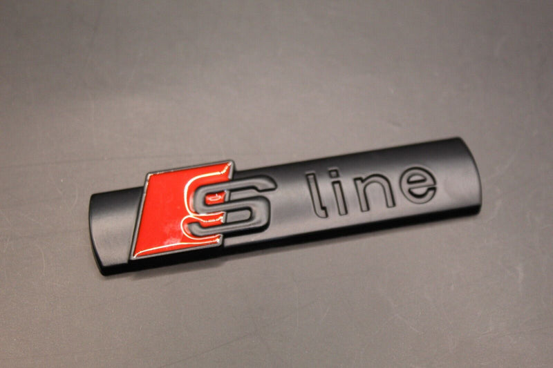 Matte Black Red S LINE Front Grille Badge FOR Audi