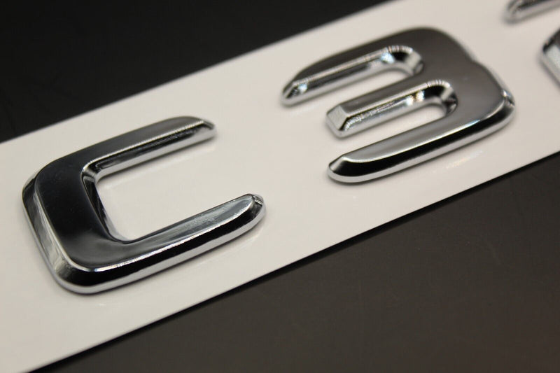 Gloss Silver Chrome C320 C 320 Car Letter Badge Rear Boot Emblem For Mercedes