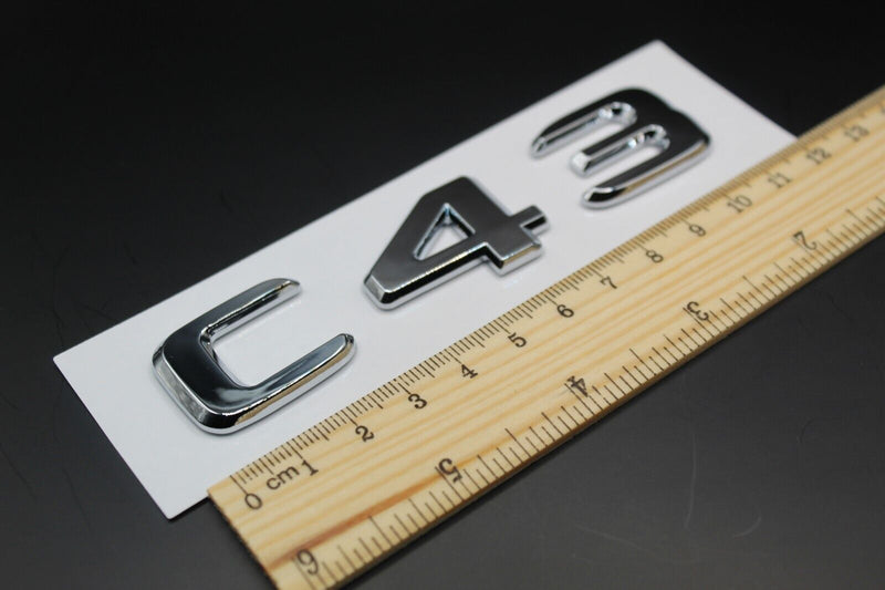 Gloss Silver Chrome C43 C 43 Car Letter Badge Rear Boot Emblem For Mercedes