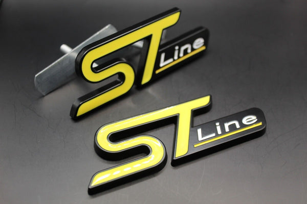 Front Grille & Rear Boot ST Line Badge Set For Ford Letters Emblem YELLOW BLACK