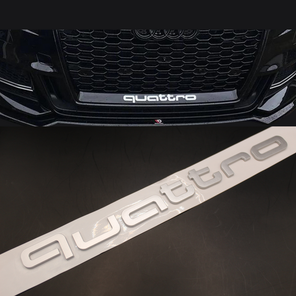 Matte Silver quattro Front Bumper Grille Badge For Audi