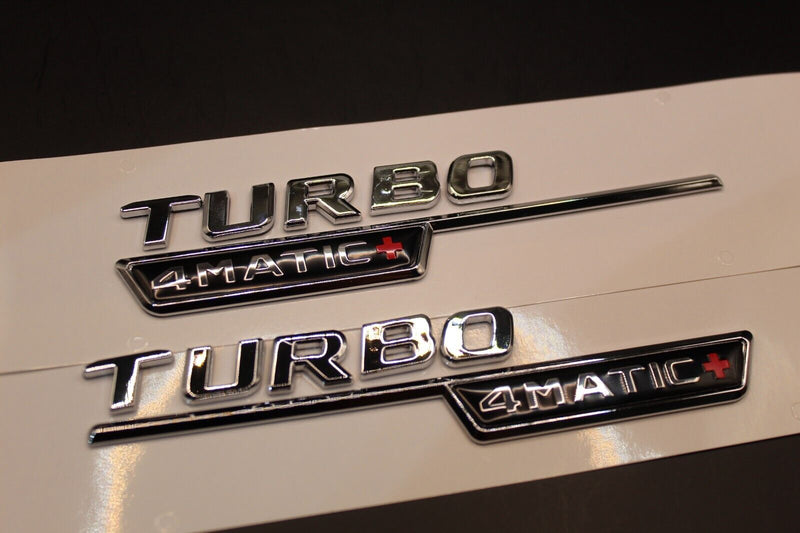 Full Set(2pcs) Chrome Silver BITURBO 4MATIC+ Fender side Wing badge For Mercedes