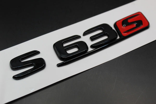 Gloss Black Red 'S' S63S S 63 S Car Lettering/Badge Rear Trunk Boot Tailgate