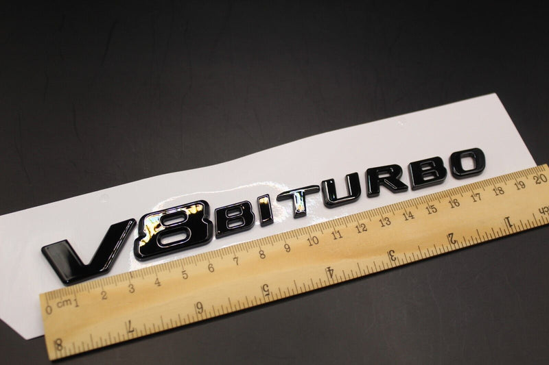 Flat Style Gloss Black V8Biturbo V8 BITURBO Letters/Badge Fender  For Mercedes