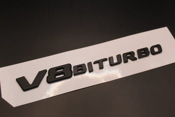 Flat Style Matte Black V8Biturbo V8 BITURBO Letters/Badge Fender  For Mercedes