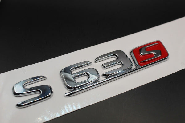 Chrome Silver Red 'S' S63S S 63 S Car Lettering/Badge Rear Trunk Boot Tailgate