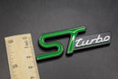 Green/Black Front Grille & Rear Boot ST Turbo Badge Set For Ford Letters