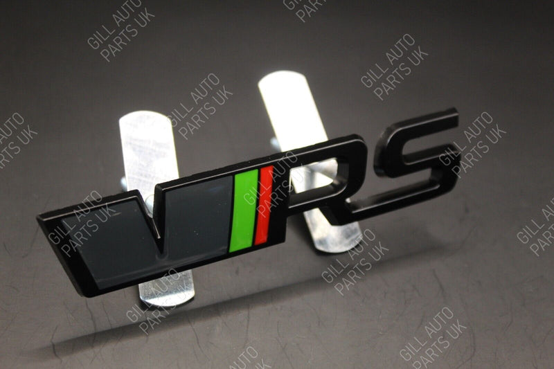 BLACK Green/Red VRS 3D Front Grille And Rear Boot Badge Kit For Skoda