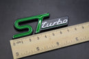 Green/Black Front Grille & Rear Boot ST Turbo Badge Set For Ford Letters