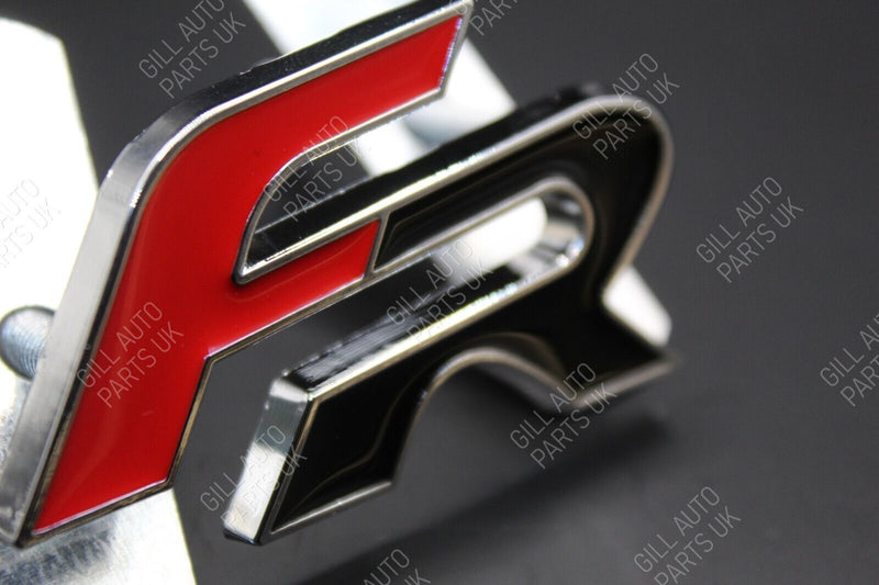 Grille Badge FR 3D Front Grill For Seat Red-F Black-R Chrome Surround Gloss