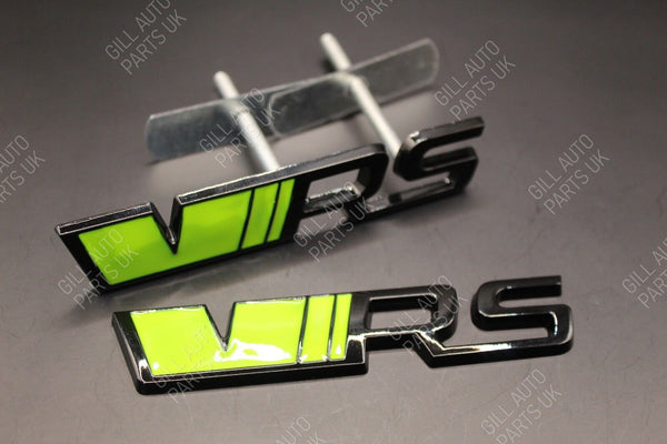 Lime Green Gloss Black VRS Front Grille & Rear Boot Badge SET Neon for Skoda