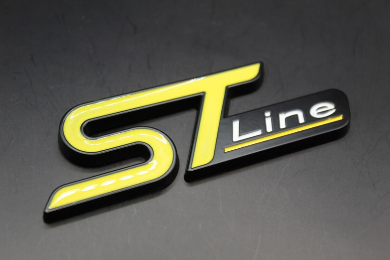 Front Grille & Rear Boot ST Line Badge Set For Ford Letters Emblem YELLOW BLACK